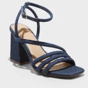NEW Blue Denim Strappy Heels